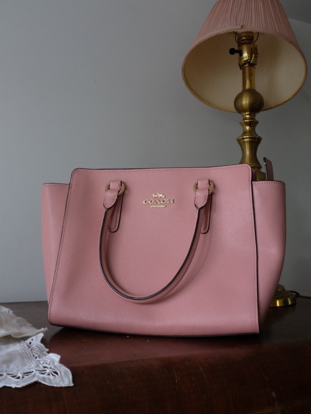 Coach Blush Pink Leather Tote with Gold Hardware